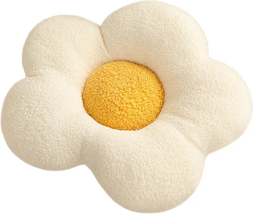 Vista 12 de Almohada de suelo irregular con diseño de flores, cojín decorativo para sofá, almohada de lectura para automóvil (café con leche, 19.6 pulgadas)