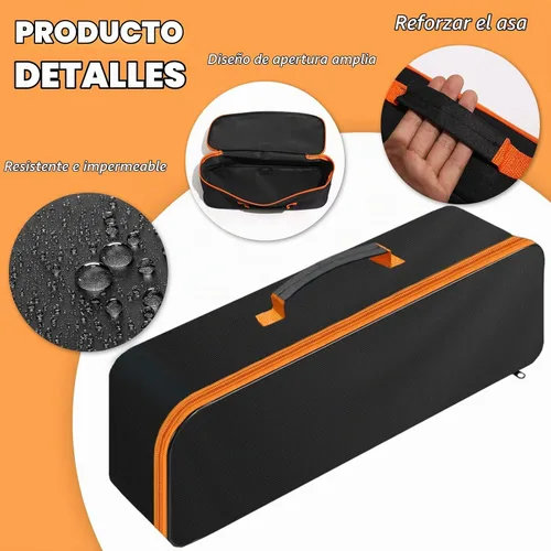 Vista 4 de Paquete de 3 bolsas de herramientas con cremallera, bolsa de herramientas Oxford impermeable de boca ancha, organizador de herramientas de múltiples