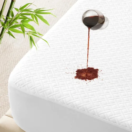 Vista 9 de Protector de colchón 100 % impermeable tamaño Queen, funda de colchón de bambú y rayón transpirable con bolsillo de 8 a 21 pulgadas de profundidad