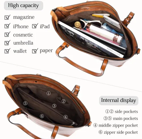 Vista 5 de Pahajim - Bolsos de piel para mujer con asa superior