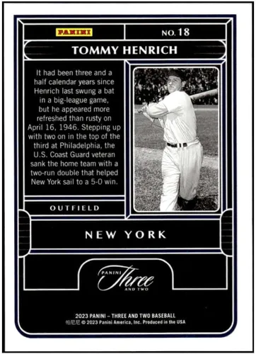 Vista 2 de Tommy HENRICH 2023 Panini Three and Two 4/6 Red #18 Yankees NM+-MT+ MLB Baseball