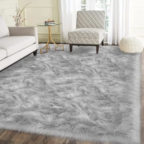 Vista 79 de Latepis - Alfombra rectangular de piel sintética tipo lana de oveja suave y esponjosa de estilo bohemio para sala de estar, dormitorio y residencias