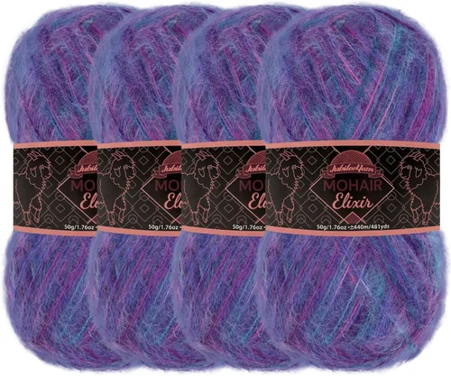 Vista 76 de JubileeYarn Mohair Elixir Yarn - 50g/Skein Baby Wool Blend - Cosmopolitan - 1 Skein