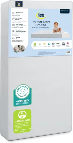 Vista 10 de Serta Perfect Start Colchón transpirable de dos etapas limitada para cuna y colchón para niños - Funda transpirable y núcleo de fibra, funda lavable