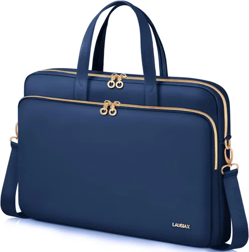 Vista 12 de Funda para Laptop Bolsa Mujeres Hombres Funda para Computadora Compatible con MacBook/Dell/HP/Acer/ASUS, Maletín de Transporte de Hombro Negro