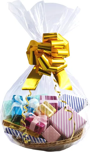 Vista 7 de Wowfit Bolsas de celofán, 10 unidades de 9x20 pulgadas Bolsas de celofán transparentes perfectas para regalos, presentes, botellas de vino