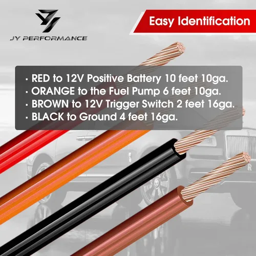 Vista 3 de JY Performance Kit de relé de bomba de combustible eléctrica para sistema de 12 V 40 amperios resistente al agua cables largos