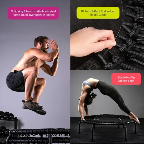 Vista 5 de JumpSport 39" Essential Fitness Trampoline Model 220, 230, 250 Exercise Trampoline 30 Low-Impact Bungees