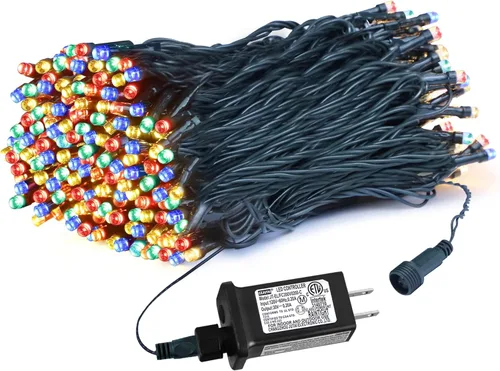 Vista 12 de 500 luces LED verdes de Navidad de 164 pies, impermeables, 8 parpadeos con funciones de memoria, tira de luces verdes para interiores y exteriores