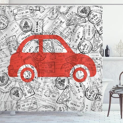 Vista 101 de Ambesonne Cortina de ducha abstracta, acuarela horizontal ovalada en forma de hojas, tonos pastel suaves, obras de arte clásicas, juego