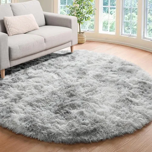 Vista 136 de ONASAR - Alfombra redonda rosa claro de 2 pies, esponjosa, lavable, tapete de gato o perro, suave, afelpada, peluda, tapete circular para dormitorio