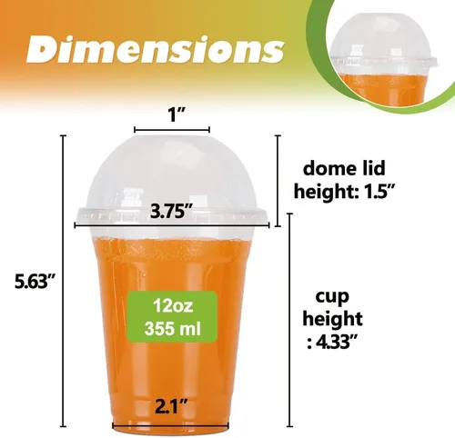 Vista 7 de Vasos de plástico transparente de 12 onzas con tapas de cúpula, tazas de postre con tapas (25 juegos), vasos desechables para fiestas de PET
