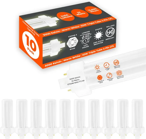 Vista 49 de GoodBulb Bombillas CFL de 13 W, base GX23 de 2 pines, 2700 K, blanco suave, 13 W, alto rendimiento, 800 lúmenes, bombillas fluorescentes compactas