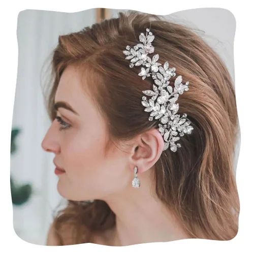 Vista 7 de Evild Pinzas para el pelo de boda con diamantes de imitación de rosa, accesorio para el cabello para mujer