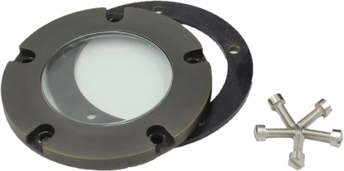 Vista 12 de Ironsmith Foundary Series™ Solid Brass Half Moon Cover In-Ground Well Light – Complete 12V Landscape Fixture w/ MR16 LED (3000K 38°), Waterproof