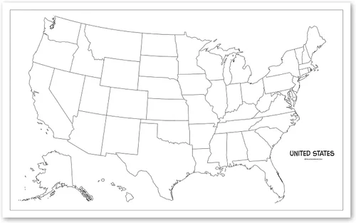 Vista 9 de Póster laminado de mapa de Estados Unidos, gráfico de pared de mapa de EE. UU., fabricado en los Estados Unidos [negro]