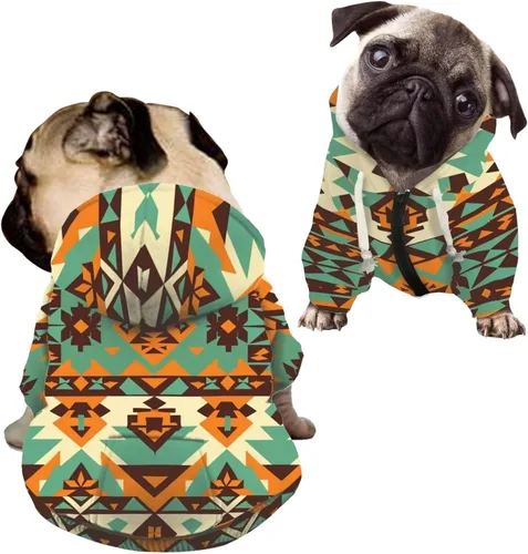 Vista 8 de Howilath Sudaderas con la bandera estadounidense para perros medianos, abrigo de invierno con diseño de pata de cachorro, ropa cálida con capucha