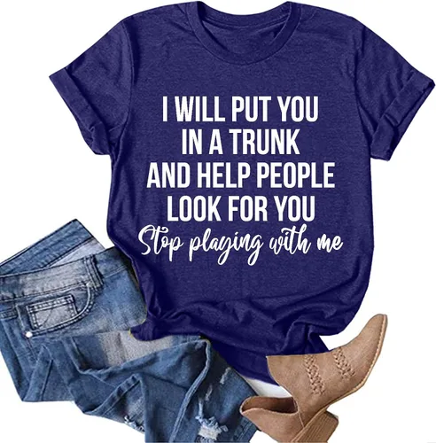 Aniywn Camisetas gráficas para mujer, camisetas de manga corta con refranes gráficos divertidos, cuello redondo, casual, para entrenamiento, deportes