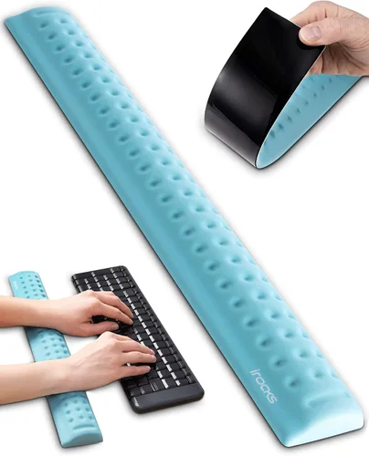 i-Rocks Reposamuñecas para teclado de espuma viscoelástica, reposamuñecas que reduce el dolor para teclado de computadora, base de goma Agua