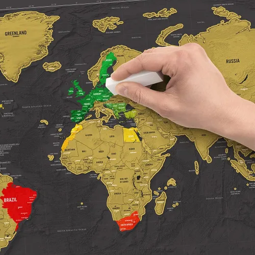 Vista 3 de Mapa para rascar edición de lujo, mapa del mundo personalizado por Luckies