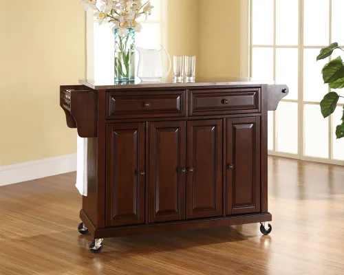 Vista 88 de Crosley Furniture isla de cocina con ruedas, Madera, Blanco