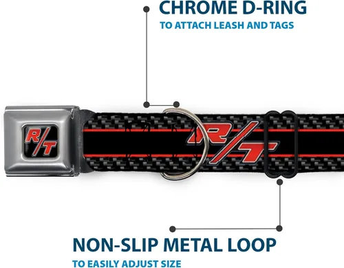 Vista 5 de Buckle-Down DC-WCL011-S CLL Dodge Challenger R/T Emblem Collar de perro a todo color negro/blanco/rojo, pequeño/9-15