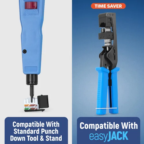 Vista 4 de Everest - Paquete de 10 conectores Keystone RJ45 Cat5e en ángulo de 90°, color negro, conectores RJ45 hembra de perfil delgado, conector Keystone