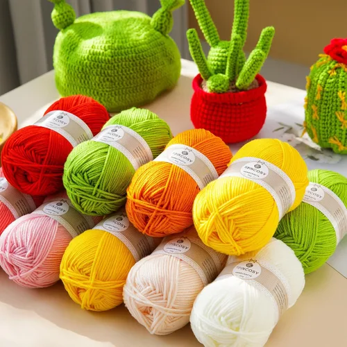 Vista 4 de 2 piezas de hilo para ganchillo, se siente suave, 280 yardas, colores surtidos, hilo acrílico de 4 capas para ganchillo y tejer a mano - rojo Rojo