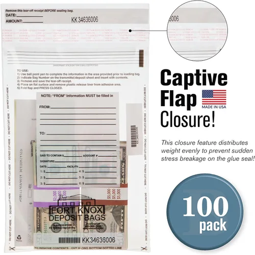 Vista 2 de Ultima Value Deposit Bag 9Wx12H - Bolsas de depósito bancario para efectivo - Paquete de 100
