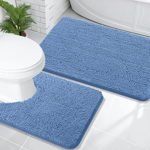 Vista 30 de OLANLY Juego de 2 alfombras de baño de felpilla suave y absorbente, antideslizantes, de secado rápido, lavables a máquina, accesorios de decoración