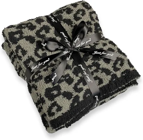 Manta de Tiro de Leopardo Ligera y Acogedora Manta Suave para Cama que se Ajusta al Sofá Adecuada para Todas las Estaciones, Grafito/Carbono