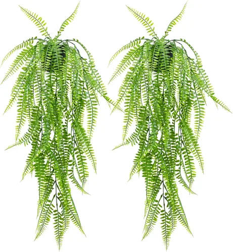 Vista 14 de LOYWREE 3 piezas de plantas falsas de interior, planta artificial de cadena de perlas en macetas negras, plantas colgantes suculentas artificiales