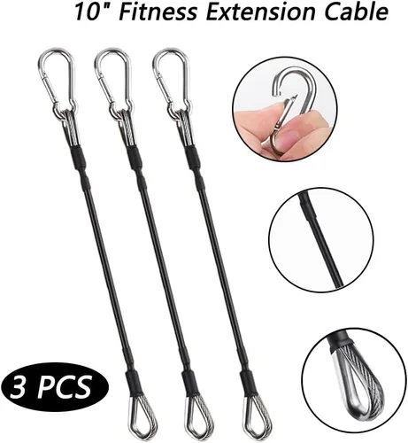 Vista 3 de LOOEEL 3 extensiones de cable de gimnasio, cable de extensión de gimnasio de 0.2 pulgadas de grosor, accesorios de cuerda de extensión de fitness