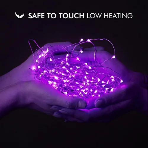 Vista 2 de Paquete de 12 luces de hadas con pilas, cadena de luces LED, 20 luces LED, alambre plateado impermeable de 2,1 metros, luces de luciérnagas mini