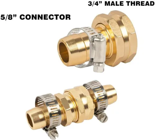 Vista 2 de Conector de reparación de manguera de jardín con abrazaderas, apto para mangueras de jardín de 3/4 pulgadas o 5/8 pulgadas, 5