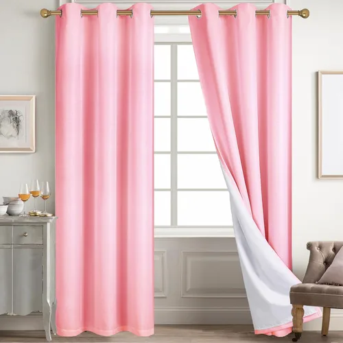 Vista 100 de Diraysid Cortinas 100% opacas de lino negro para dormitorio, con ojales, aislamiento térmico, cortinas de oscurecimiento de habitación