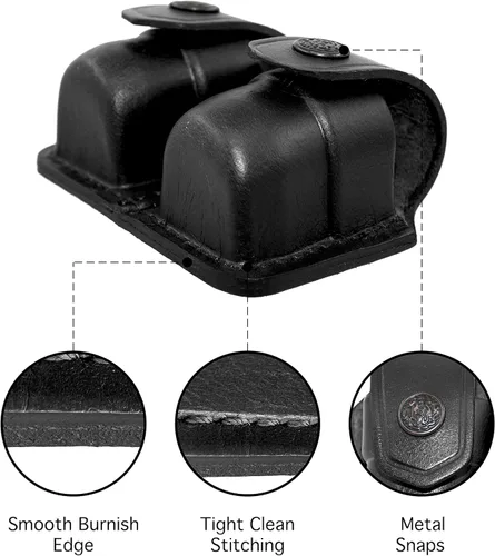 Vista 3 de Speedloader - Funda para 357 Magnum 6 y 7 disparos, 44 Magnum 5 disparos, S&W .38 Special 6 Shot - Funda de cuero auténtico, simple y doble, hecha a