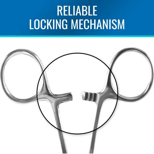 Vista 4 de MABIS Pinzas de bloqueo Precision Kelly Forceps de sujeción, plateadas, curvas, 5-1/2 pulgadas, 1 unidad (paquete de 1)