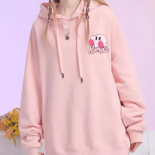 Vista 7 de Kawaii Kirby - Sudadera con capucha para mujer, manga larga de dibujos animados de anime para niñas