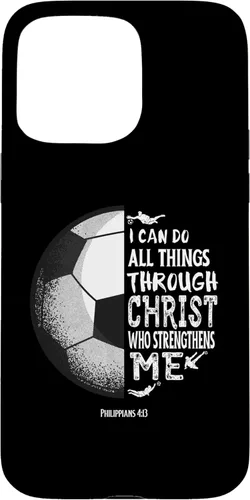 Vista 31 de Funda para iPhone 17 con versículo bíblico de fútbol Christian Sayings Philippians 4:13