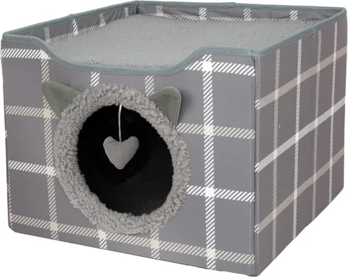 Vista 12 de Kitty City Muebles de cubo para gatos de interior, cubo gris