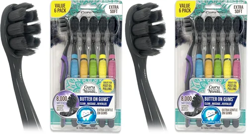 Vista 11 de GuruNanda Butter on Gums - Cepillo de dientes de carbón - Más de 8,000 cerdas Softex para dientes y encías sensibles, ayuda al blanqueamiento