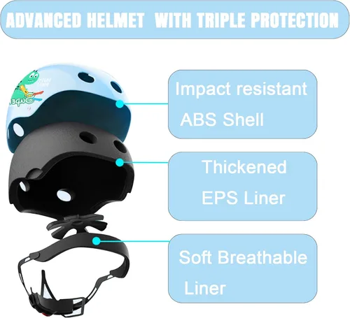 Vista 4 de Casco de bicicleta para niños, rodilleras, coderas, muñequeras, equipo de protección, cascos ajustables para niños de 3 a 5 años, 2 a 8 años