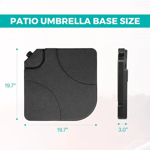 Vista 2 de InfiniPower 4 piezas de 176 libras de capacidad voladiza Offset Patio Paraguas Base agua arena/relleno de soporte cuadrado resistente al aire libre