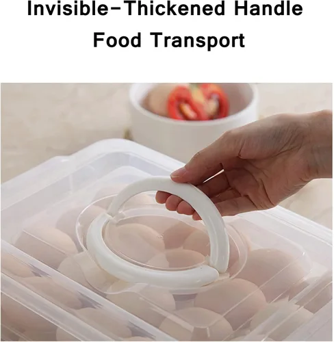 Vista 6 de Recipiente de almacenamiento de huevos para refrigerador, bandeja de huevos Deviled de 3 capas, organizador apilable de huevos para refrigerador