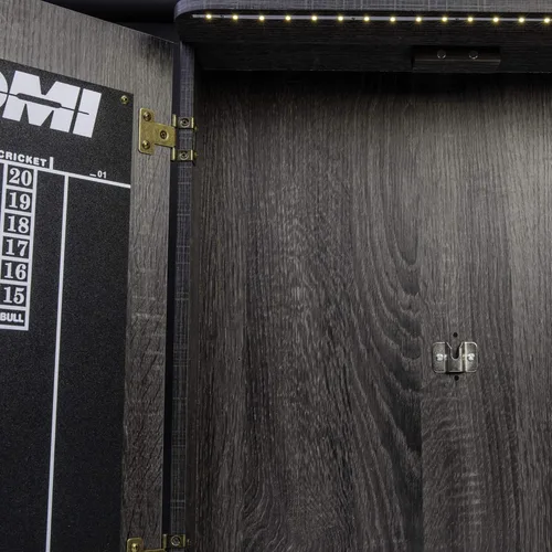 Vista 9 de DMI Sports Paris Bristle Dartboard Cabinet Sets - Includes LED Lighting or Electronic Scoring Option, Rustic Grey (D4400W)