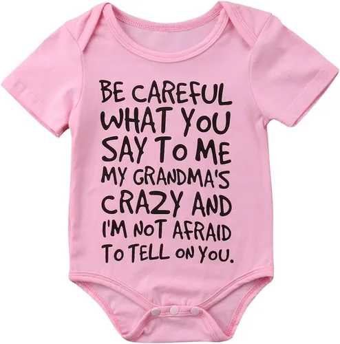 Charm Kingdom Mameluco divertido de una pieza con texto en inglés Be Careful What You Say to Me My Grandmas
