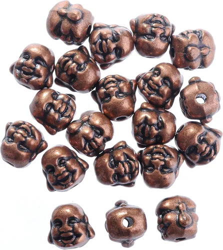 Vista 10 de RUBYCA Buddha cuentas sueltas de metal antiguo estilo tibetano espaciador para hacer joyas, pulseras, collares, manualidades