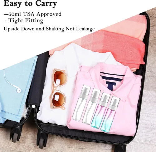 Vista 4 de Botella de spray de niebla fina, botellas de plástico de 3.4 onzas, paquete de 2 botellas de spray de ajuste de maquillaje, aprobadas por la TSA