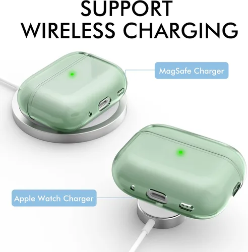 Vista 5 de NIUTRENDZ AirPods Pro 2 Funda protectora de TPU suave con cordón LED frontal visible compatible con AirPods Pro de 2 generación 2022 (verde)